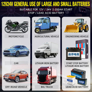 E-FAST Autobatterie-Ladegeräte 12a große Leistung voll automatische intelligente Batterie Ladegeräte 12V 24V Batterie Desulfator für Auto-LKW suv